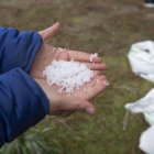 Labor. Varios operarios contratados por Tragsa recogen pellets de plástico en la playa de Seiras ( Coruña), tras el percance el buque ‘Toconao’, con bandera de Liberia.