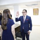 El nuevo presidente durante la toma de posesión de su cargo.