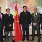 Petroecuador. Nilsen Arias, primero de la izq., fue un personaje principal en la preventa de crudo a China.