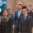 El presidente de la República, Daniel Noboa; y el ministro de Turismo, Niels Olsen.