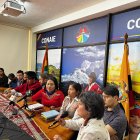 Representantes de la Conaie y Yasunidos en rueda de prensa sobre el ITT este 25 de enero de 2024.
