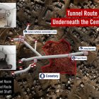 Fotografía aérea del recorrido del túnel que atraviesa el cementerio de Bani Suheila.