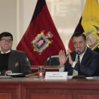 Autoridades. Desde la izquierda: Luis Zamdumbide, director del SNAI, e Iván Saquicela, presidente de la Corte Nacional. Se reunieron este martes 30 de enero de 2024.