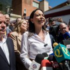 La líder opositora venezolana María Corina Machado (c) , el 29 de enero de 2024. EFE/ MIGUEL GUTIERREZ