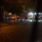 En el sector del Cisne 2 la lluvia fue intensa.