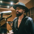 Eduardo Olarte mejor conocido en redes sociales como Lalo Yaha en un estudio de música