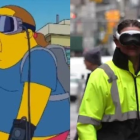 Comparación del episodio de Los Simpson con una fotografía real de una persona usando los Apple Vision Pro en la calle