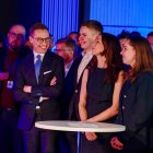 Helsinki (Finland), 11/02/2024.- Presidential candidate Alexander Stubb (L) and his family stand at the election party in the Little Finlandia event center during the second round of the presidential election, in Helsinki, Finland, 11 February 2024. The second round of the presidential election in Finland takes place on 11 February 2024 between the two frontrunner candidates of first round Alexander Stubb and Pekka Haavisto. (Finlandia) EFE/EPA/JARNO KUUSINEN