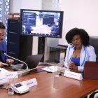 La asambleísta correísta Paola Cabezas preside la mesa de Garnatías Constitucionales.