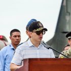 Visita. El presidente Daniel Noboa durante su visita e intervención en la provincia de Manabí.