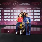 Leonela Ayoví (atrás izquierda), Jaqueline Mollocana, Lucía Yépez y Génesis Reasco, medallas en el Panamericano de Cancún.