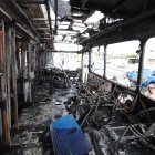 Así quedó el interior del bus articulado