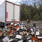 La principal vía de conexión por carretera entre España y Francia, la autopista AP-7, bloqueada después por la protesta de los agricultores.