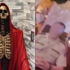 La vivienda tenía estatuas de la Santa Muerte. En el lugar se halló la foto de un policía