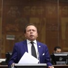 El asambleísta Jaime Guevara, de la Comisión del Derecho al Trabajo, durante su intervención en el debate del proyecto de reforma.