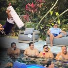 Figura. En 2022, Ronny Aleaga acudió a Miami a una fiesta en casa del prófugo Xavier Jordán. En la cita imagen aparece Leandro Cortázar, hoy prófugo en el caso Encuentro