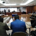 Mayra Salazar dio su testimonio ante la fiscal Diana Salazar, el juez de la Corte Nacional de Justicia y otros asistentes.