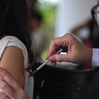 Una profesional de la salud aplica una dosis de la vacuna contra el dengue, en Brasilia (Brasil).