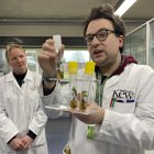 El investigador Davide Gerna, del Banco de Semillas del Milenio explica los procedimientos de su trabajo