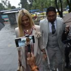 Carolina Jaume llegando a la Fiscalía a rendir versión