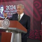 El presidente López Obrador durante su habitual conversación con medios de comunicación.