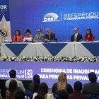 Ceremonia de Inauguración del voto de personas privadas de la libertad en el auditorio del Consejo Nacional Electoral CNE.
