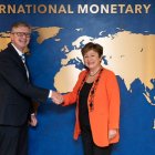 Encuentro entre el ministro de Finanzas, Juan Carlos Vega, y Kristalina Georgieva,