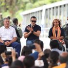 El presidente Daniel Noboa durante la entrega del puente.