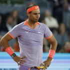 El tenista Rafa Nadal durante su partido frente al checo Jiri Lehecka correspondiente a los octavos de final del Muta Madrid Open que disputaron en las instalaciones de la Caja Mágica, en Madrid.