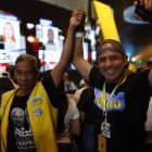 Simpatizantes del candidato José Raúl Mulino, el delfín del inhabilitado exgobernante Ricardo Martinelli.