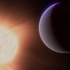 Representación artística de 55 Cancri e y su estrella. Crédito: NASA, ESA, CSA, R. Crawford (STScI)