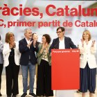 Cataluña. . Salvador Illa, principal del PSC, celebra el triunfo en las urnas del Partido Socialista Cataluña (PS