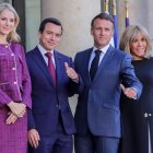Daniel Noboa, Lavinia Valbonesi, Emmanuel Macron y Brigitte Macron.