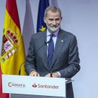 El rey Felipe VI interviene durante el acto de entrega de la "VII Edición del Premio Nacional Pyme del Año".