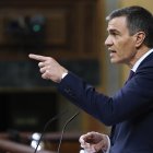 El presidente del Gobierno, Pedro Sánchez durante su intervención en el pleno del Congreso este miércoles.