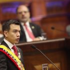 Daniel Noboa en su discurso en la Asamblea.