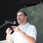 El alcalde de Guayaquil durante su rendición de cuentas.