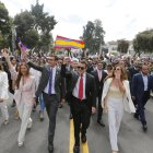 En su Informe a la Nación, Noboa ingresó a la Asamblea acompañado de una marcha.