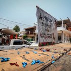 Personal de la Guardia Nacional (GN) hacen presencia en el lugar donde se realiza el funeral del candidato a la alcaldía de Coyuca de Benítez, José Alfredo Cabrera.