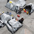 Un campamento, este domingo en el centro deportivo Gymnasium Vincent, en Puerto Principe (Haití).