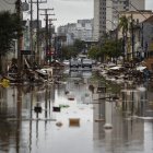 Una calle afectada por las inundaciones, este lunes 3 de junio de 2023 en Porto Alegre, Rio Grande do Sul (Brasil).