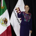La candidata Claudia Sheinbaum, habla durante una conferencia de prensa en la Ciudad de México.