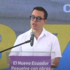 El presidente de la República, Daniel Noboa, durante su alocución en Salinas.