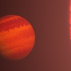 Dibujo del exoplaneta apodado Fénix por su capacidad para sobrevivir a la intensa radiación de una estrella gigante roja.