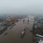 Londres. Vista aérea del recorrido del río Támesis junto a esta capital.