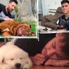 Lionel Messi, Piero Hincapié y Neymar con sus mascotas.