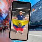 Fernando Álvarez, y su bandera en el Allegiant Stadium de Las Vegas, donde jugará Ecuador vs Jamaica.