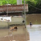 Aislamiento. En Chambo (Chimborazo), las casas están sumergidas en el agua. En algunos casos, quedaron sumergidas totalmente.