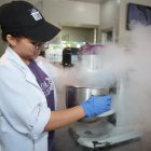 Heladería. En el apagón del miércoles 19 los helados se batieron a mano.