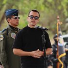 El presidente Noboa en el evento de hoy en Santa Elena.